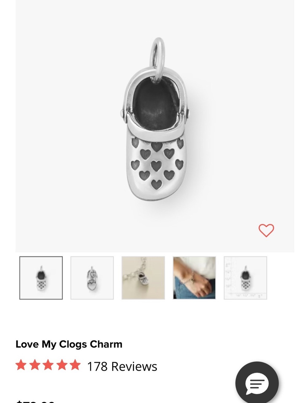 Love My Clogs Charm - Silver Kids Shoe Pendant